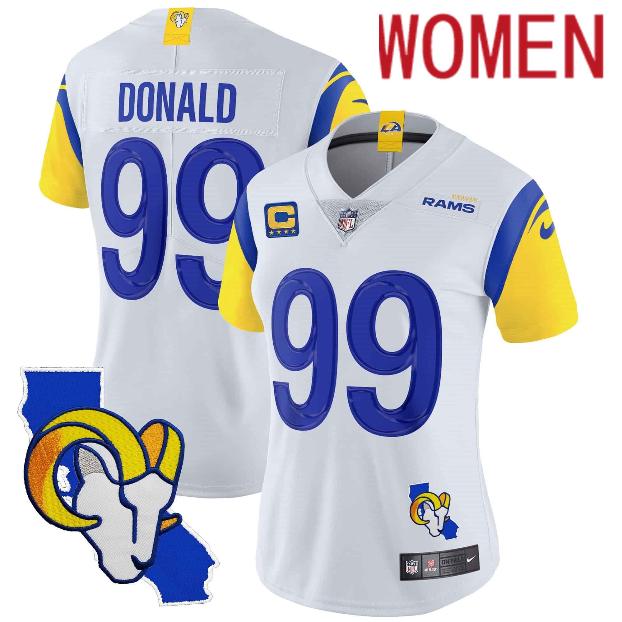 Women Los Angeles Rams #99 Donald White 2024 Nike California Patch Vapor Limited NFL Jersey